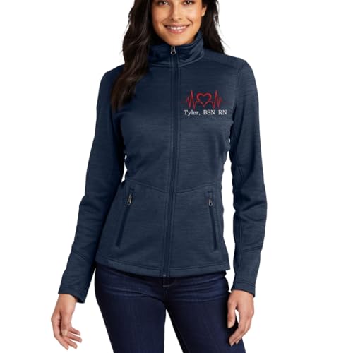 Custom Embroidered Women's Digi Stripe Fleece Full Zip Jacket for Nurses, Medical Workers3