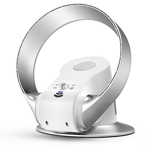 Flügelloser Wandventilator, leise, kühlend, leistungsstarker Wind für Schlafzimmer, Schreibtisch, Heimbüro, Schwarz-Weiß