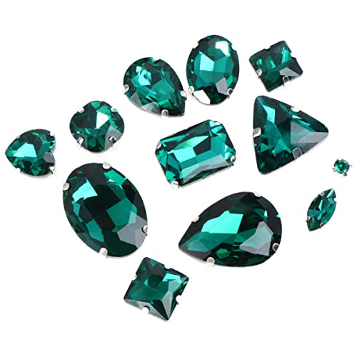 DIYEAH 50 Pcs pedrería cristales aplicador de diamantes de imitación adorno de diamantes de imitación falsas revisión lágrima para prenda garra de cristal Dark Green