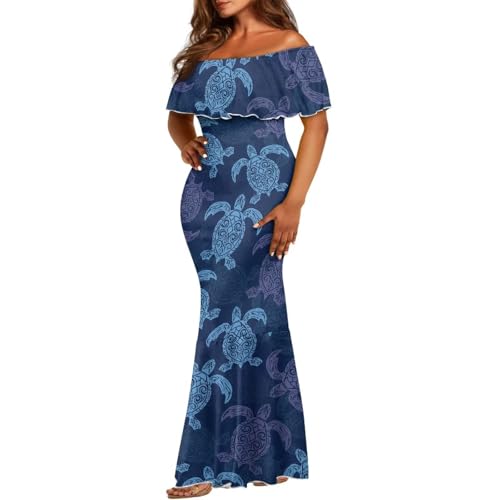 Image of Polynesian for Women S-7XL Off Shoulder Maxi Dress Hawaiian Summer Dresses