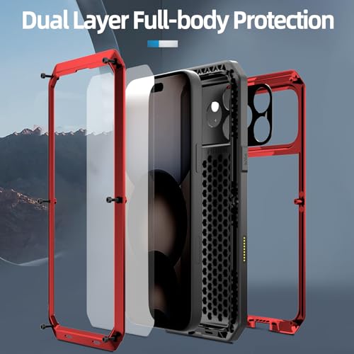Coque en aluminium iPhone 17 Pro Max rouge robuste luxe - 4