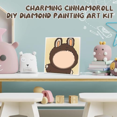 Image of PATPAT 20x20CM DIY Cartoon Diamond Painting Kit for Kids & Adults, Wooden Framed DIY Colorful Diamond Paint Cute Monster Desk Decoration, All Tools and Accessories Included