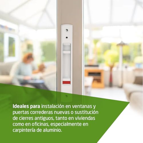 Miniatura 6 de Amig - Cierre De Embutir Para Ventanas Y Puertas Correderas De Aluminio - Cerradura De Gancho Para Empotrar - Medidas: 192 X 28 Mm - Color Blanco - Canto Cuadrado - Instalación Con Tornillos