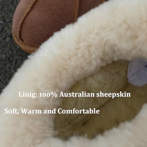 TangDao Shearling Booties Slippers for Women Men, Genuine Sheepskin Nonslip Indoor/Outdoor Winter Warm House Slippers2