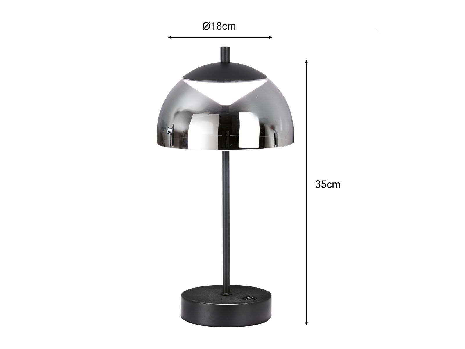 meineWunschleuchte 2er SET kabellose Tischlampen Schwarz/Rauchglas mit Touchdimmer, Höhe 35cm