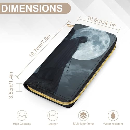 Horror Vampire Devil Grim Reaper Wristlet Wallets for Men Women Leather Purse Clutch Cute Card Holder2