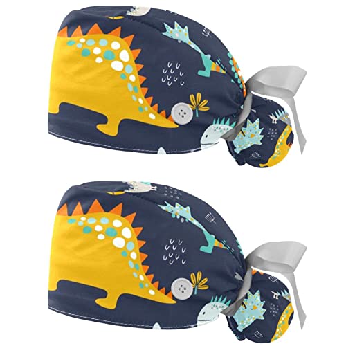 Chapeaux de travail dinosaure anti-transpiration JDEZ pour cheveux longs et courts - 2pcs