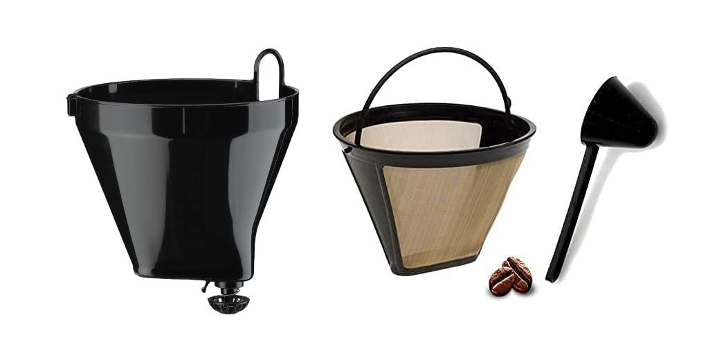 Cuisinart Cesta de filtro y filtro permanente portafiltro cafetera tono dorado paquete con cucharada (compatible con DCC-3200)