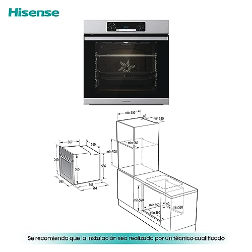 Miniatura 2 de Hisense Bsa65226px Horno Multifunción Pirolítico Con Vapor Función Freidora De Aire Sin Aceite, Gran Capacidad 77l,Cocción Simultanea 5 Niveles, Ventilador Xxl, Pizza Mode 300 , Puertas Removibles
