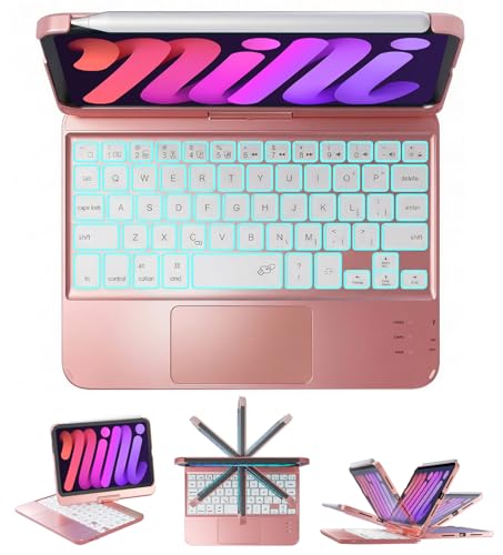 BABG �L�[�{�[�h�P�[�X iPad mini 7 A17 Pro(2024) 8.3�C���`�p 360°��] 180°�t���b�v�L�[�{�[�h iPad mini ��7����/��6����p �}���`�^�b�`�p�b�h 7�F�o�b�N���C�g �[�d����^�o�b�e���[ �s���N