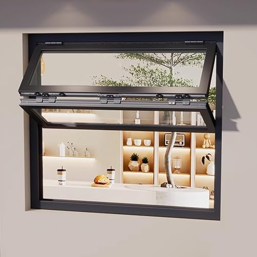 Reinforced Glass Foldable Sliding Concession Window with Locks - Aluminum Replacement for Food Trucks & Mobile Homes, Ideal for Outdoor Use