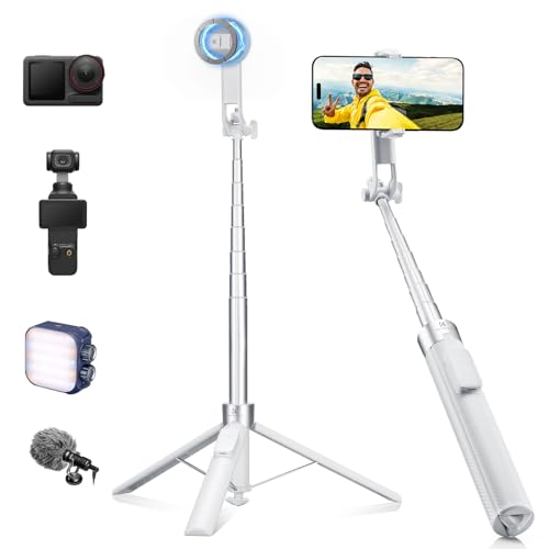 Image of K&F CONCEPT TF08 72 inch Phone Tripod, 3-in-1 Clip & Magnetic Selfie Stick with Remote, Automatic Phone Tripod Stand, Compatible with iPhone 17-12 Series Osmo Pocket 4 /3 Insta360 X5 Luna Ultra