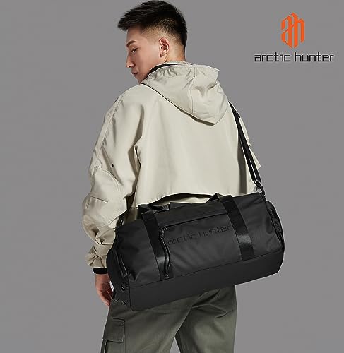 Arctic Hunter Sport Travel Duffle Bag for Men Women 28L Polyester Gym Bag with Shoe Compartment Handbag Detachable Shoulder Strap Water-resistant Multi-pockets Sleek Training Swimming Duffel Bag,Black 4 41C+vbpvEFL