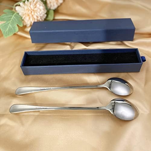 Gifts for Him and Her Ice Cream Spoons Wedding Gifts for Bride and Groom, 2 Pcs Stainless Steel Engraved Coffee Spoon Engagement Gifts for Couples His and Hers Gifts for Valentines Day