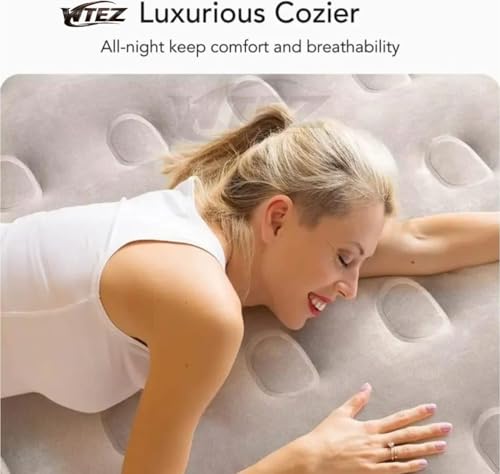 Image of Inflatable Air Bed for Camping & Travel, Queen Size 18 Inch Double Height Air Mattress for Home & Guest Use with Electric Pump & Pillows