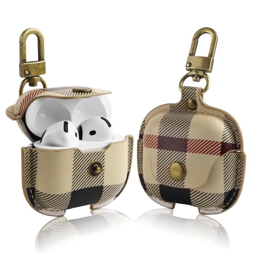 for AirPods 4 Case Cover 2024, Cute Leather Shockproof Protective Cases Compatible with AirPods 4th Generation Case for Women Men (B)