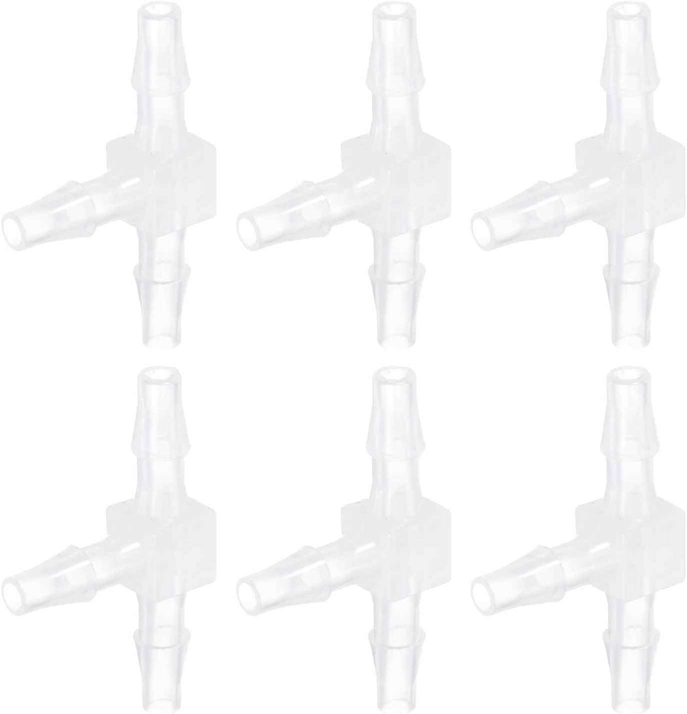 MECCANIXITY 10pcs Plastic Hose Barb Fitting, 5/32" x 5/32" t Shape Tee Barbed Hose Pipe Fitting Splicer Mender Joint Adapter for Water Liquid Fuel Line Tube, Clear