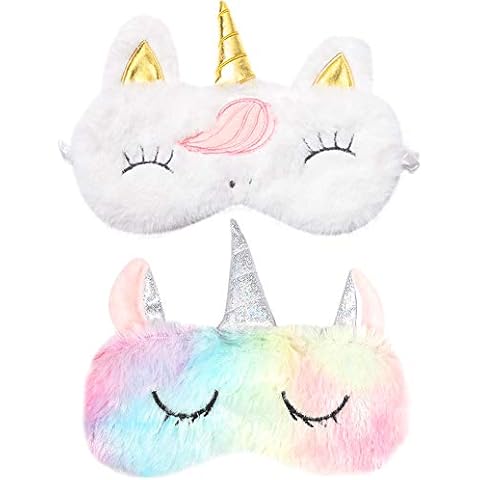 Einhorn Schlafmaske BESTZY 2 stück Schlafmaske Mädchen Tieraugenmaske Einhorn Augenmaske Mädchen Cover