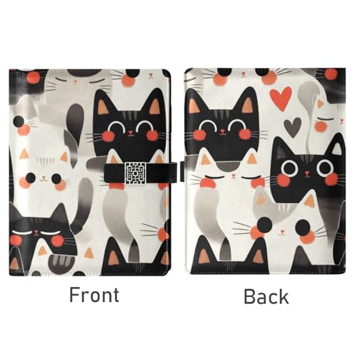 Carnet de notes ligné en cuir véritable gaufré chats mignons, finition artisanale - 2