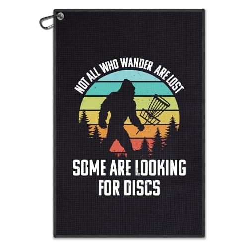 DYJYBMY Not All Who Wander are Lost Some are Looking for Discs Printed Golf Towel with Clip Funny Cryptids Disc Golf Towel for Men Fathers Day Sports Gifts for Disc Golfer Men Dad Husband Golfer