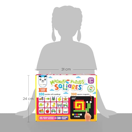 Image of PLAY PANDA Magnetic Puzzle Board, 200 Square Shapes & Patterns for Kids