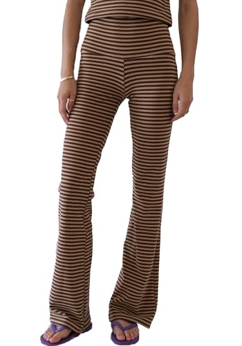 Amiblvowa Women Fold Over Yoga Pants Low Rise Wide Leg Sweatpants Color Block Flare Leggings Y2k Foldover Lounge Workout 2025