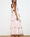 Layered Ruffle Long Dress for Women Floral Boho Summer Cut Out Slim Fit Backless Tiered Maxi Sleeveless Party Dress Pink XS