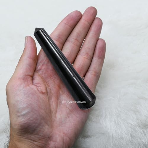 Image of Shungite (without facets) Crystal Wand - Pointed Crystal Wand for Energy Healing, Chakra Balancing, Meditation and Home Decor - Crystals and Healing Stones for Gift