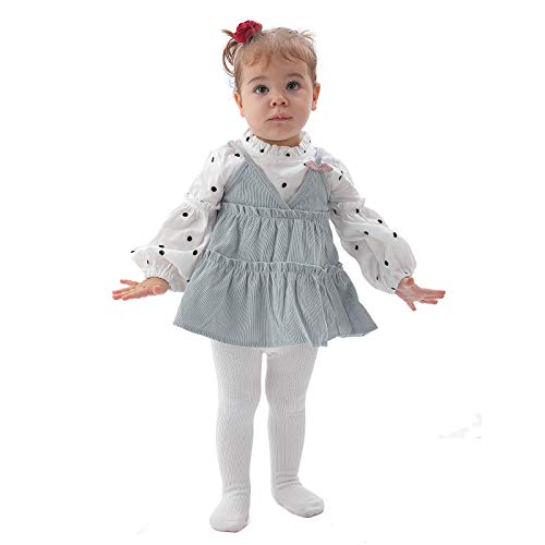 Epeius Infants Baby Girls Seamless Cable Knit Solid Cotton Tights For 6-12 Months,White/Black/Grey (Pack Of 3) #TOP3