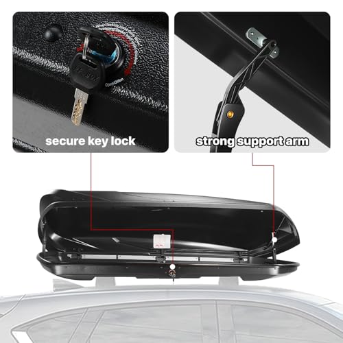 Image of DNA Motoring Rooftop Cargo Lock Box Carrier Lockable Heavy Duty Car Top Storage Case, Capacity 110 Lbs, 72 inch x 30 inch x 12 inch (L x W x H), 13 Cubic Ft.(Textured Black), PT-ZTL-8326-BK