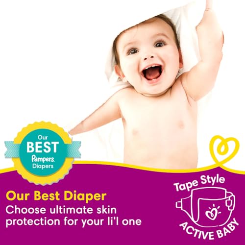 Image of Pampers Active Baby Taped Diapers, Large size diapers, (L) 50 count, taped style custom fit