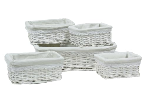 CAJONERAS Mimbre Blanco C Tela Blanca S