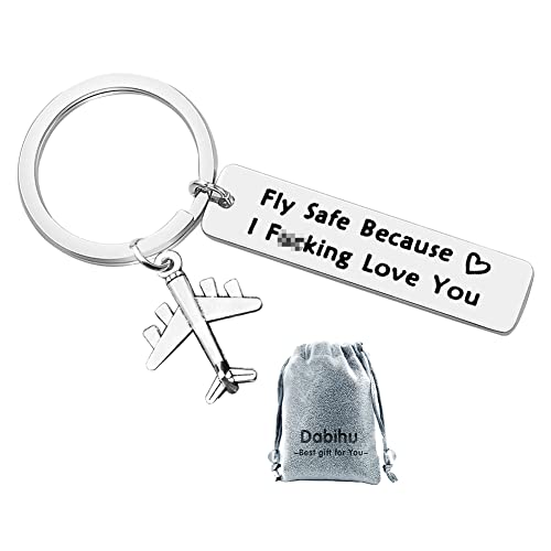 Couples Keychain Pilot Gift Fly Safe Because i Love You