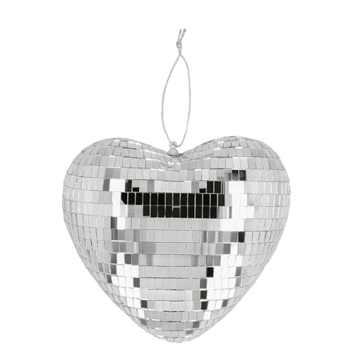 Boland - Bola disco corazón brillante, 19 cm, decoración para fiesta temática disco fever, decoración colgante para boda o Nochevieja
