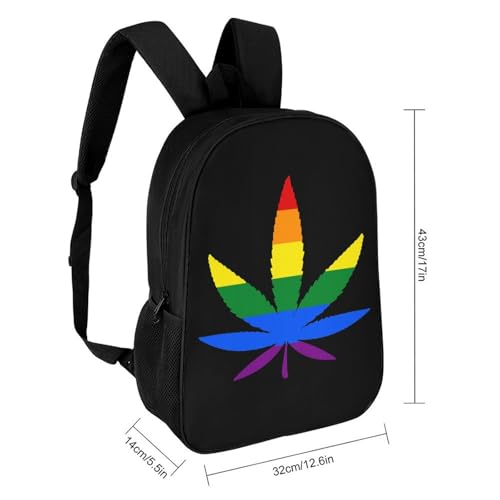 LGBT Weed Gay Proud Classic 17 Inch Backpack Travel Daypack Casual Shoulder Bag with Adjustable Strap for Men Women2