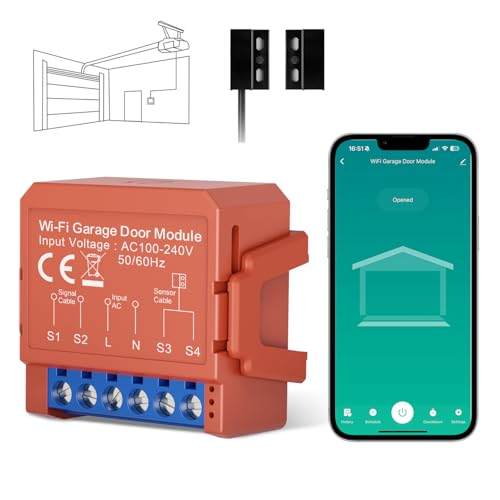 MIUCDA Smart Garagentoröffner WLAN Fernsteuerung mit App, Kompatibel mit Alexa, Google Assistant und Sprachsteuerung Tuya/Smart life APP-Steuerung, Kein Hub erforderlich