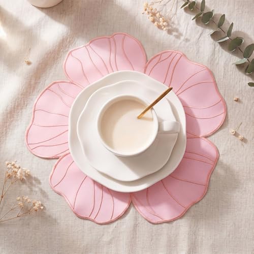Pink Flower-Shaped Placemat Set