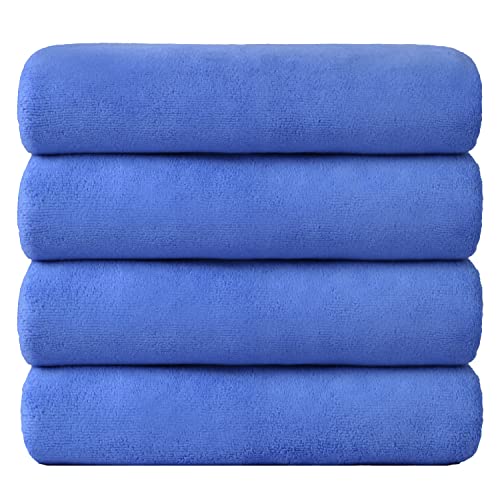 Image of JML Microfiber Bath Towels, 4 Pack, 30 inch x 60 inch, Blue