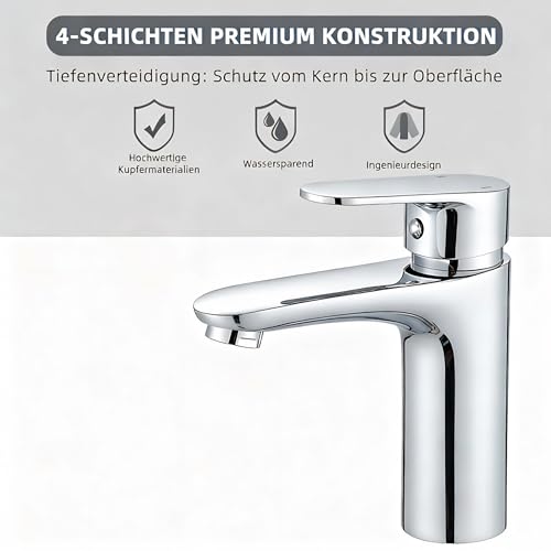 Robinet de lavabo anti-fuite avec mitigeur monocommande à pose simple - 2