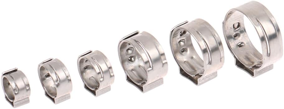 304 Stainless Steel Cinch Clamp Rings 10Pcs, Single Ear Stepless Hose Clamps for Sealing, Heavy Duty Hose Pipe Clips 13.2,15.7mm