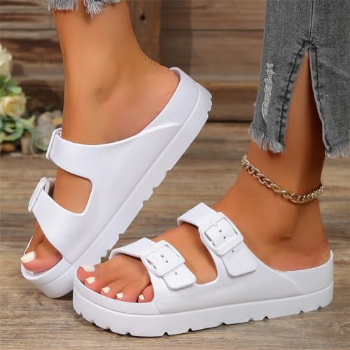 Image of L LOUBIT Women's Platform Sandals with Arch Support Pillow Soft Adjustable Buckle Slides Lightweight Non-Slip Summer Beach Shoes