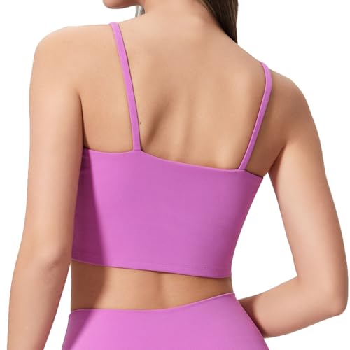 Image of Women's Strappy Stretch Sports Bra Longline Yoga Tank Top Fitness Bra Workout Camisole Crop Tops for Teen Girl