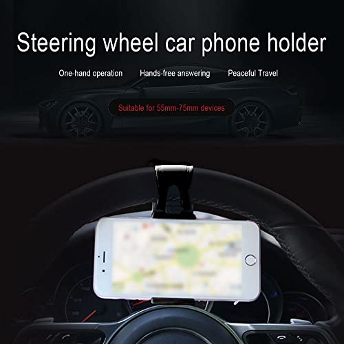 Car Phone Holder Adjustable Car Cradles, Car Steering Wheel Phone Mount, Universal Mobile Phone Mount, Car Accessories Hands Free Automobile Cell Phone Holder Fits for Car Steering Wheel (Black) - Image 8