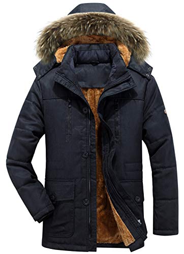 Image of chouyatou Men's Winter Removable Hooded Frost-Fighter Sherpa Lined Midi Packable Parka Jackets