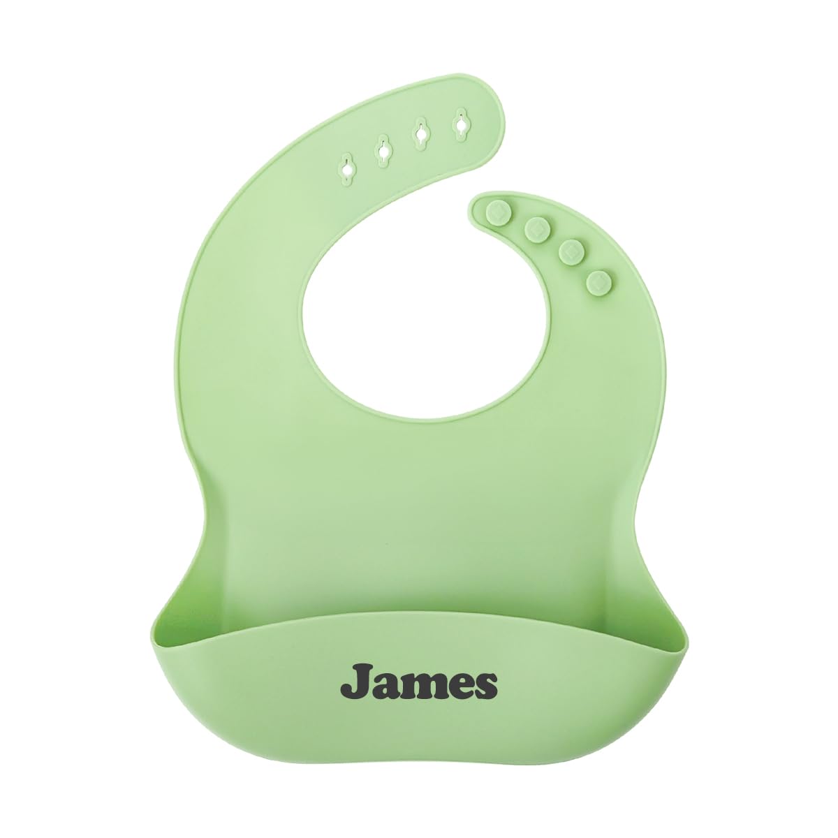 TYRY.HU Babero de Silicona Impermeable Personalizado para Bebé con Nombre,Bolsillo Lavable Babero Recogedor Flexible y Suave Babero Grande y Ajustable para Niño Niña