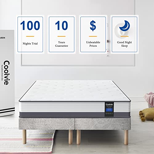 Coolvie Twin Mattress 10 Inch Hybrid Mattress in A Box Built in Pocketed Coils and Gel Memory Foam Layer, Low Motion Transfer & Breathable Twin Size Bed Mattresses