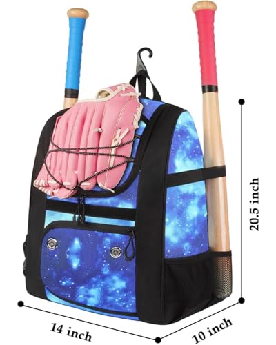 Image of MATEIN Softball Bag, Lightweight Baseball Backpack with Shoe Compartment, Baseball Bag with Fence Hook for TBall Bat & Equipment, Softball Gifts Catchers Backpack for Women Fit Catcher's Mitt, Helmet