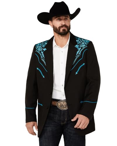 Scully Western Sport Coat Men Floral Embroidered Button Lined F0_P-916