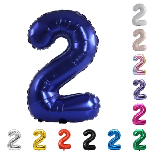 Image of YPSelected 32 Inch Large Foil Helium Number Balloon Birthday Wedding Party 0-9 (Navy Blue, 2)