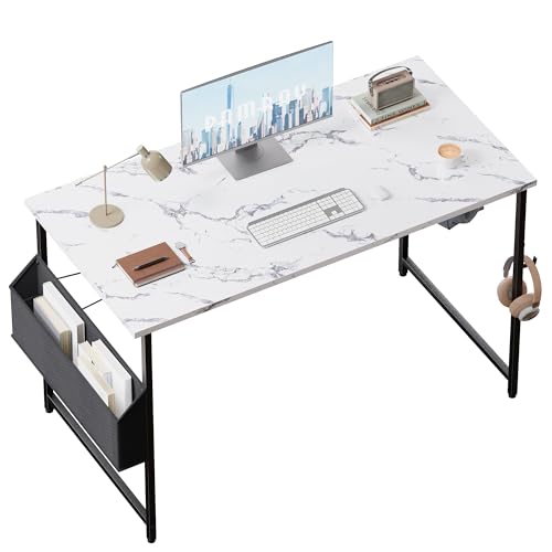 Image of Pamray 47 Inch Computer Desk for Small Spaces with Storage Bag, Home Office Work Desk with Headphone Hook, Small Office Desk Study Writing Table